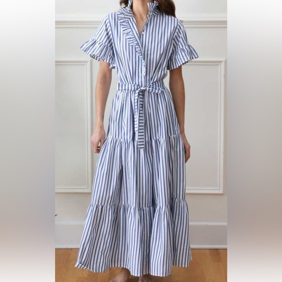 Mille resort tiered striped midi dress - Picture 1 of 3